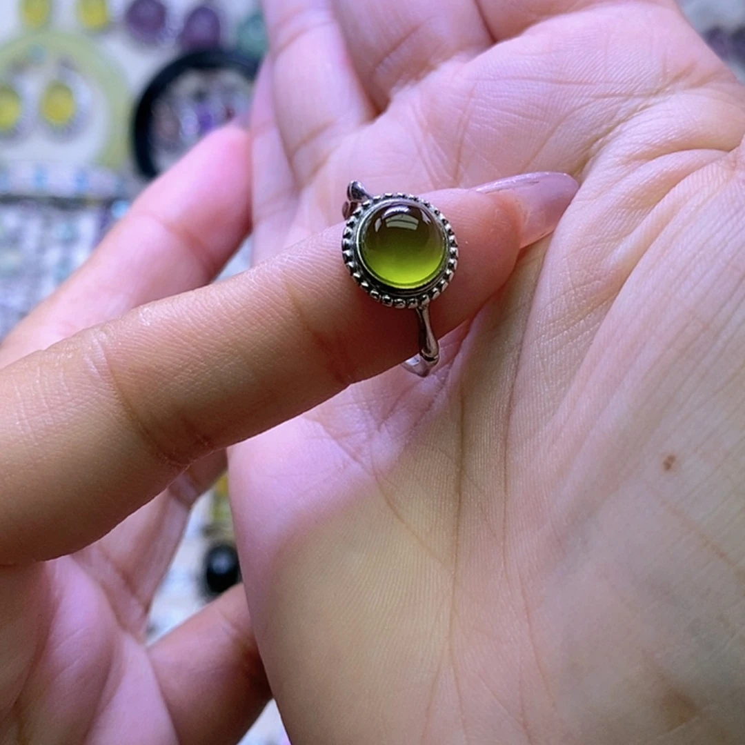 岫玉银S925镶嵌戒指