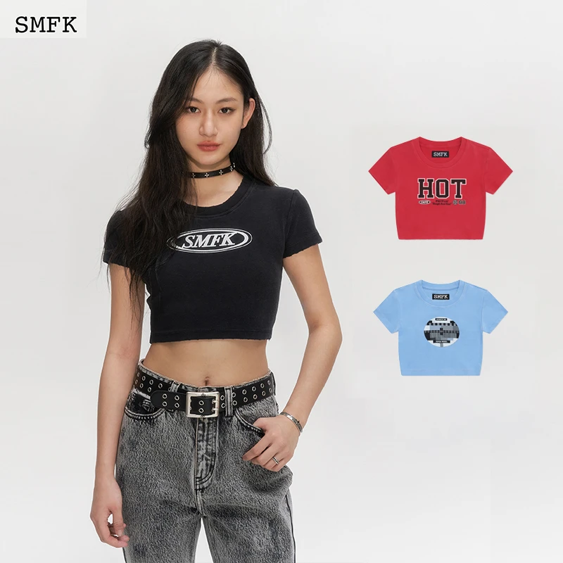 SMFK校园舞团短Tee UT001W 张俪同款印花短T辣妹修身 4色可选