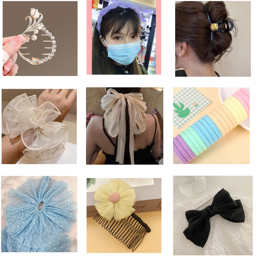 甜美风波西米亚风日韩朋克风发圈超仙头饰纯色法式气质简约少女发