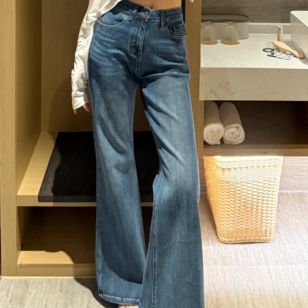 muli沐里高腰气质微辣牛仔长裤