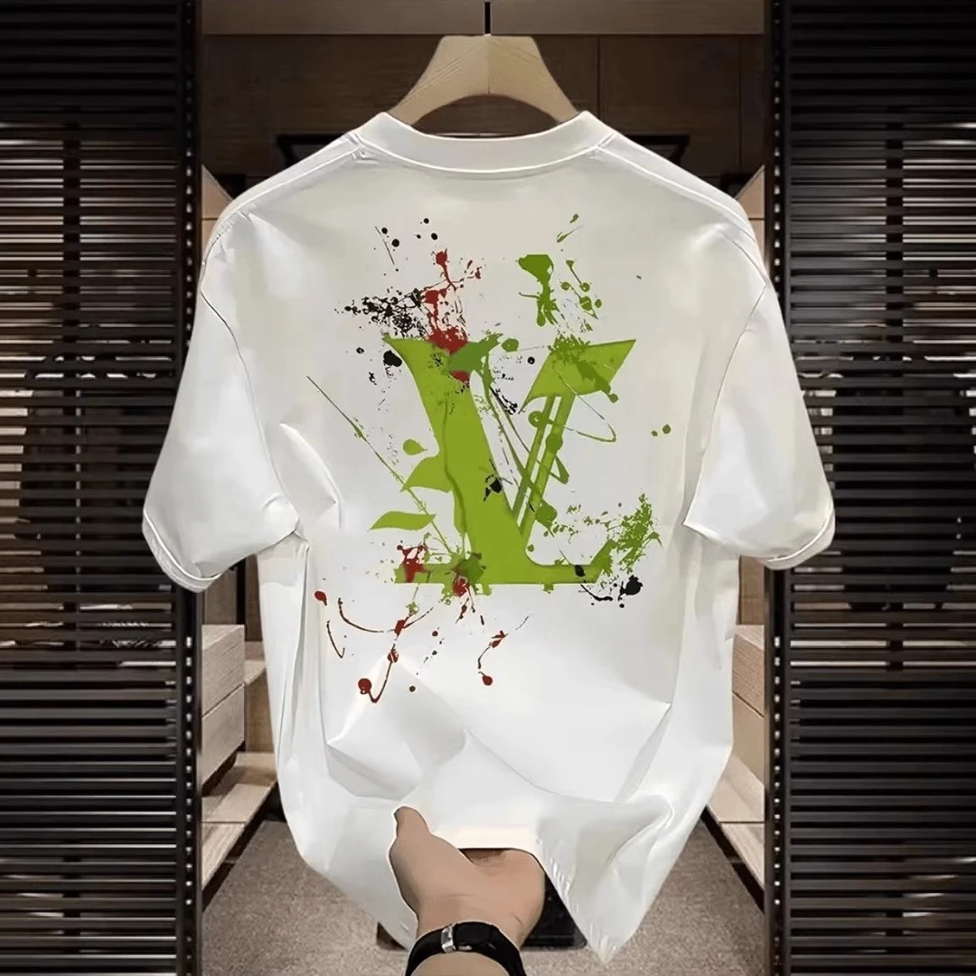 Moleubak 2025年夏季新款重磅全棉短袖T恤男宽松潮流痞帅高档半袖