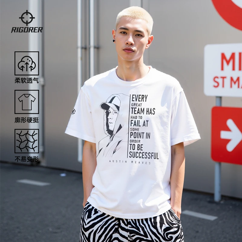 准者里夫斯波杰短袖t恤新疆棉涂鸦潮牌圆领男女同款时尚潮流黑白