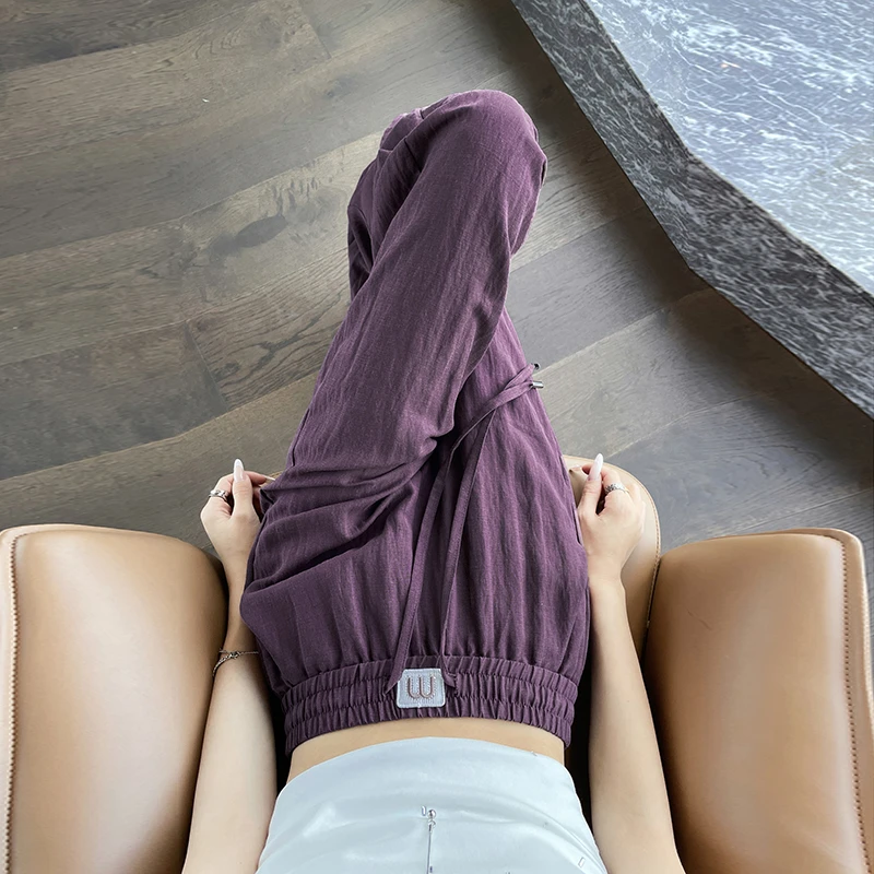 亚麻阔腿裤女夏季新款薄款垂感直筒裤高腰莱赛尔休闲裤长裤K9006