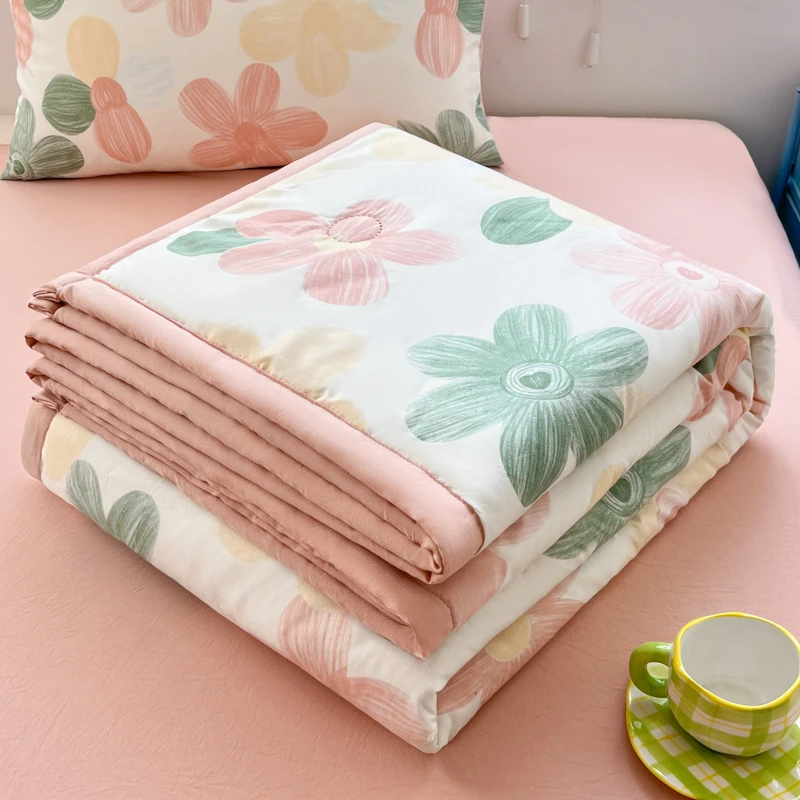 夏季水洗棉印花夏凉被空调被亲肤可机洗水洗学生单人被子夏天被芯