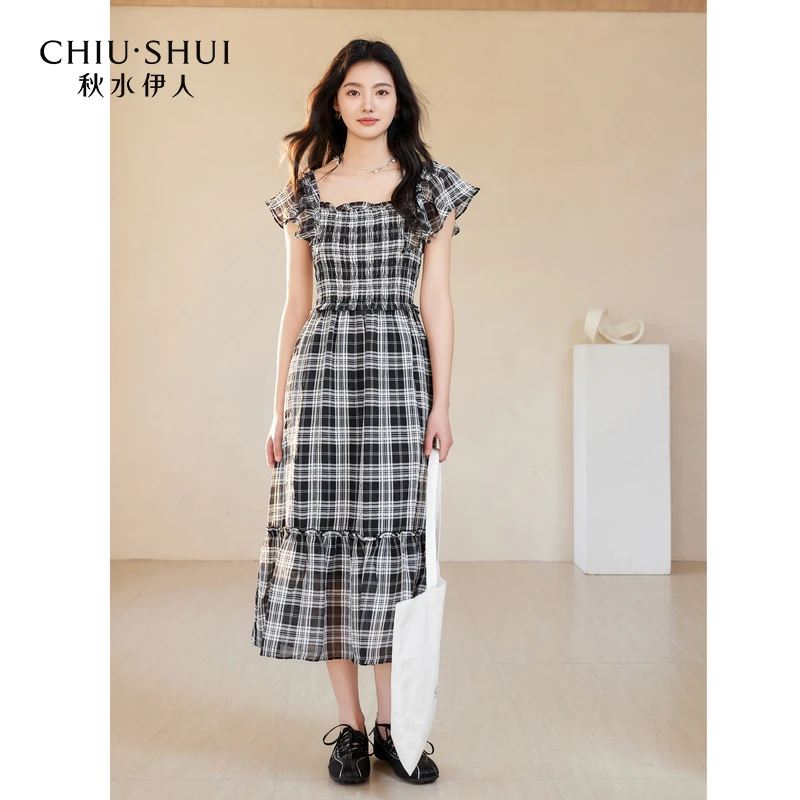 【众星】秋水伊人方领中长款连衣裙女装裙子623205A020395