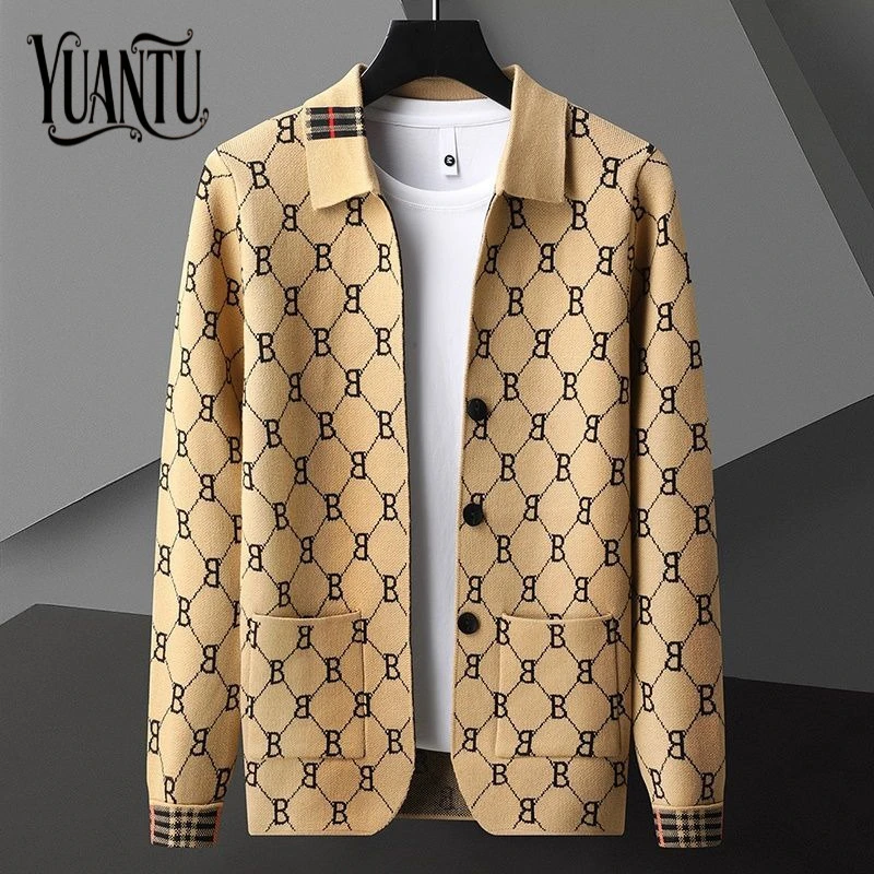 欧洲站时尚轻奢潮牌爆品2025秋冬新款针织开衫男士毛衣休闲百搭款