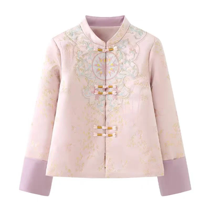 陈（繁花似锦）中式女装时尚立领刺绣中国风古风复古宽松外套