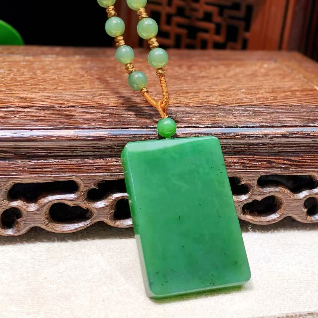 和田玉碧玉四方无事牌吊坠DZ278多样性发其一