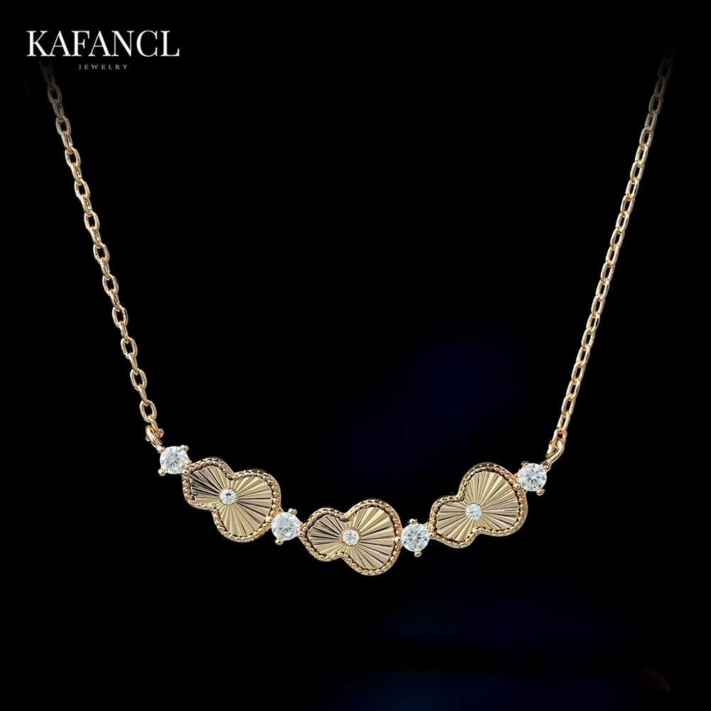 红楼 链子925银 镀K金 三葫芦镭射镶嵌项链 ZR-B617