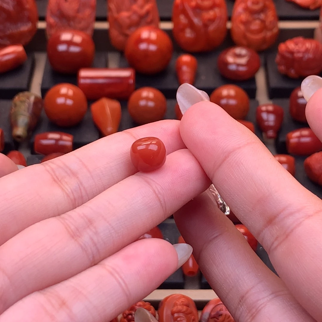 南红玛瑙未镶嵌原矿老型单珠9mm