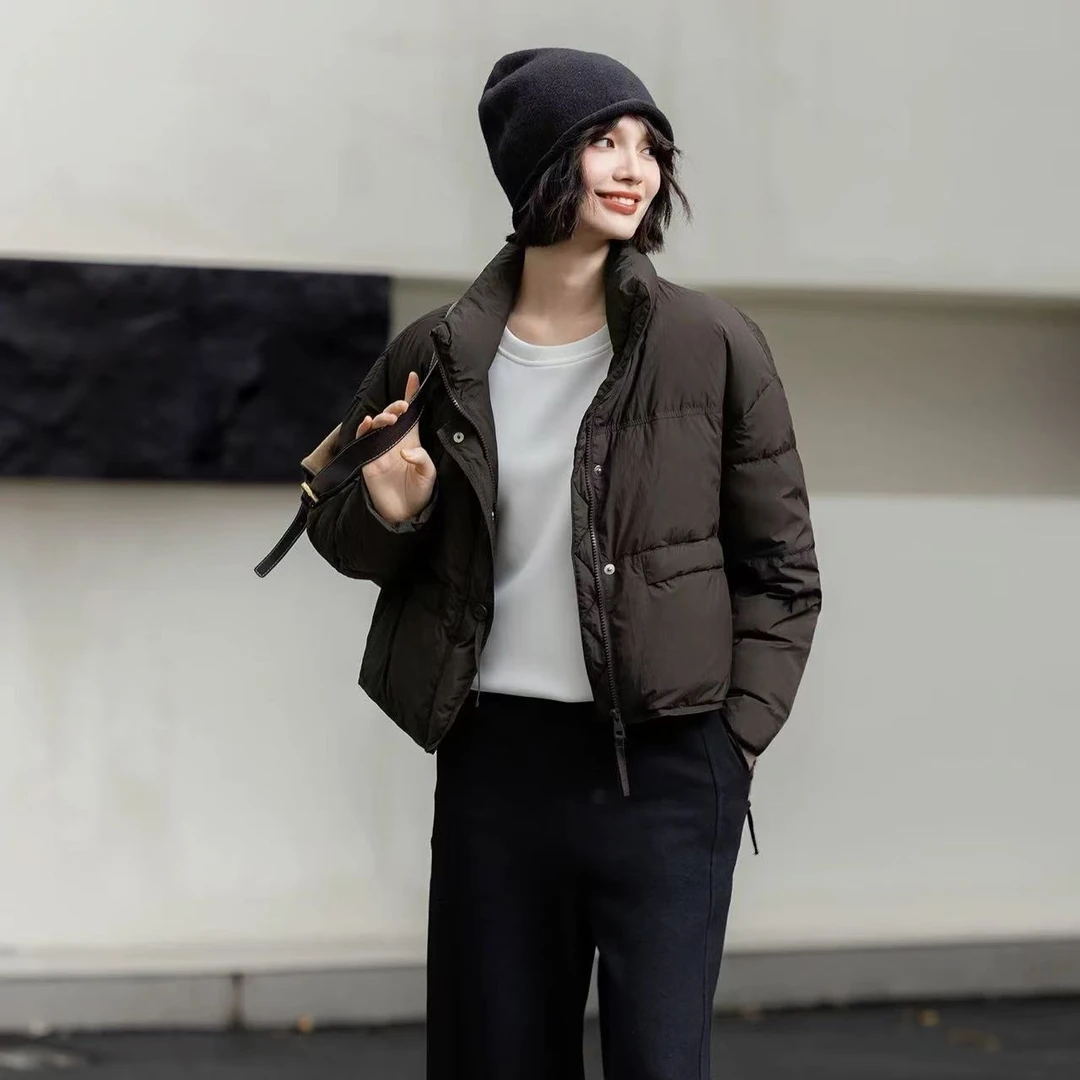韩系立领小个子短款女2025冬季显瘦加厚保暖面包棉服