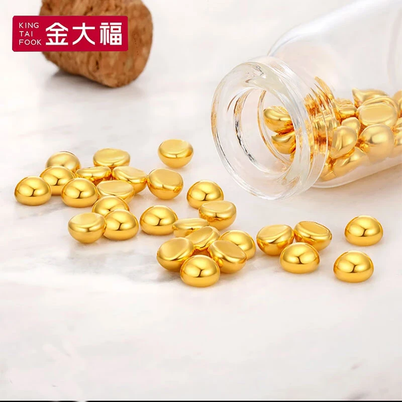 King Tai Fook/金大福足金小金豆1g实心【无瓶子】多样性发货一件