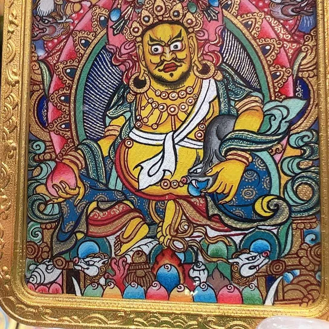 吊坠纯手绘热贡唐卡黄财神