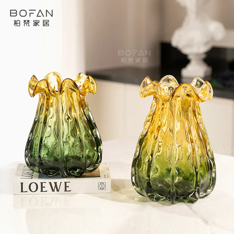 bofan/柏梵现代渐变琥珀福袋花瓶摆件家居客厅插花水培样板间装饰
