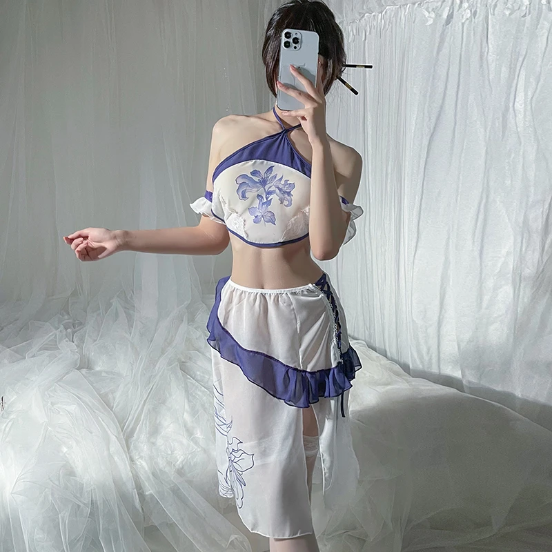 公主印花汉服秦汉诱惑二次元四季成人民族风睡衣少女套装2424