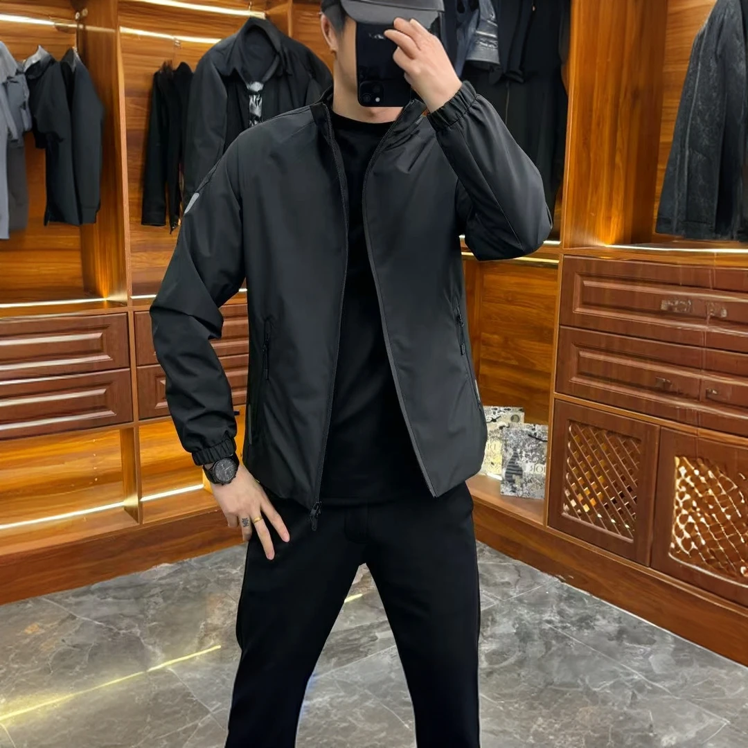 秋季新款户外运动夹克男士时尚镂空烧花休闲外套连帽潮流宽松上衣