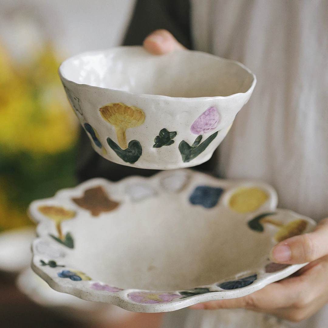 泽滕家陶瓷碗小众设计师款手作哑光吃饭装菜喝汤西餐甜品盘碟餐具