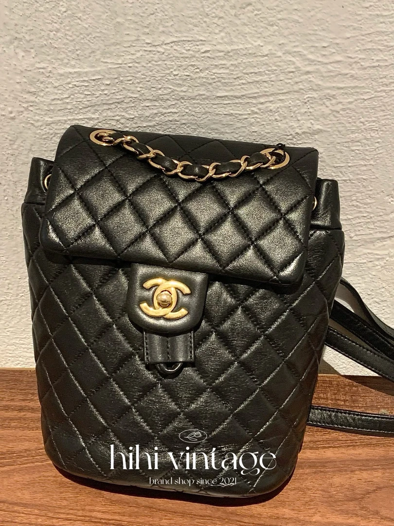 95新 Chanel/香奈儿 19P 黑金萨尔茨堡双肩包 27开/13008833 JL