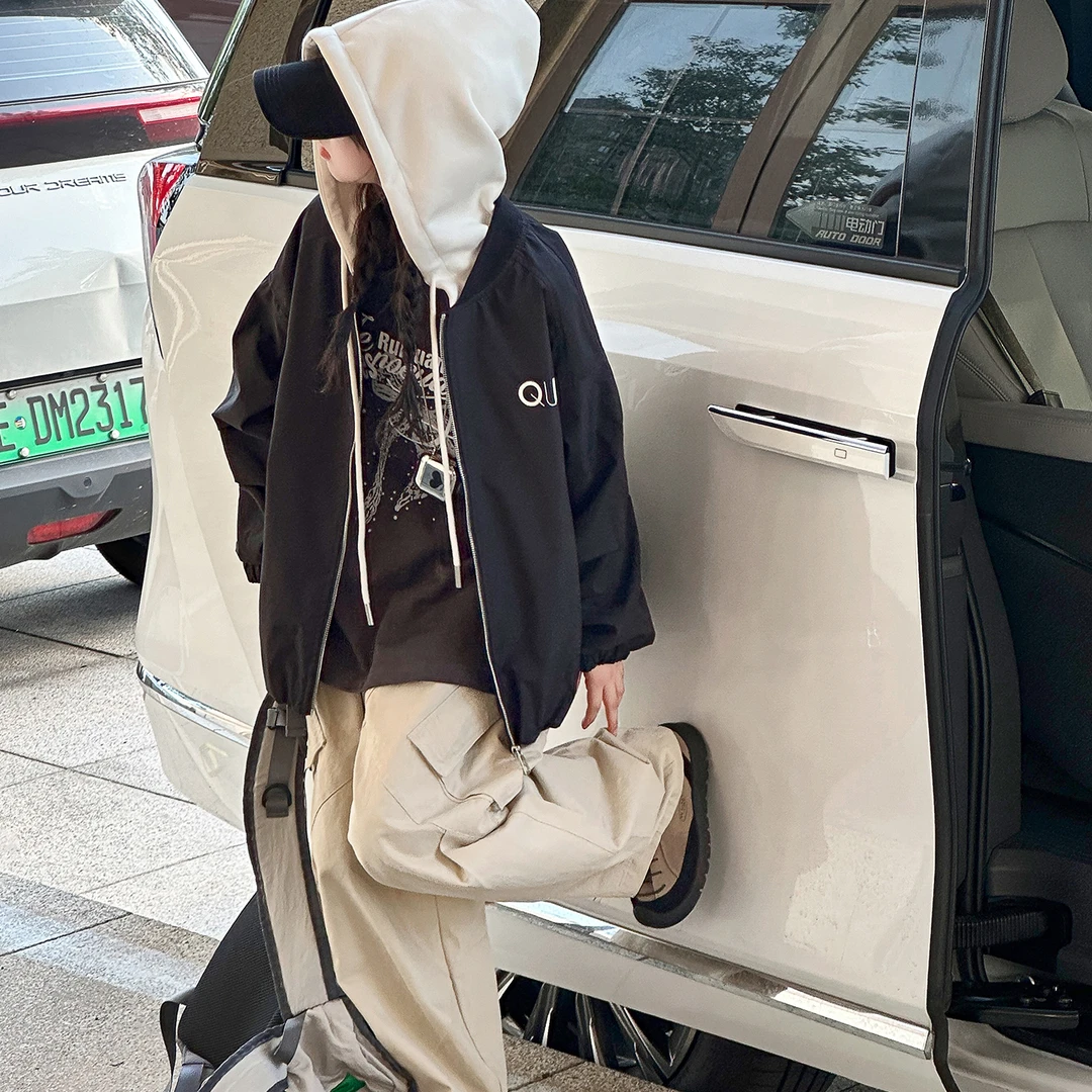 女童外套春秋款2025新款洋气时髦大童韩版连帽夹克儿童秋装棒球服