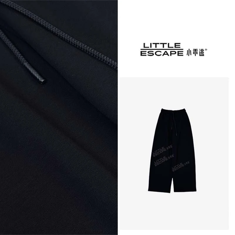 小乖逃休闲时尚针织36码黑色长裤松紧绳百搭亚历弯刀卫裤N95075