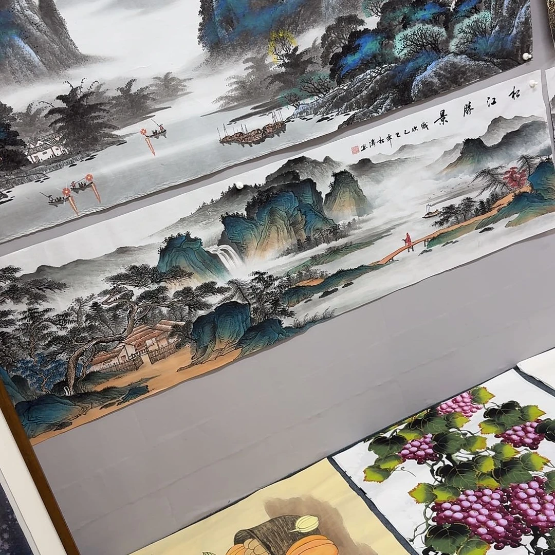 理***！国画尺寸50X180纯手绘作品