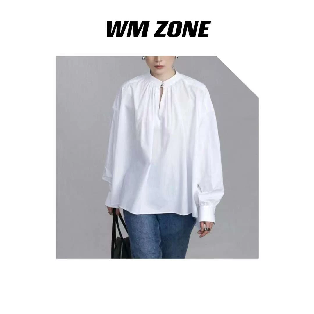 虎儿 4-2232 宽松圆领前短后长衬衫