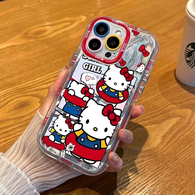 泳圈凯蒂猫适用iPhone15promax苹果16透明手机壳14可爱13少女防摔