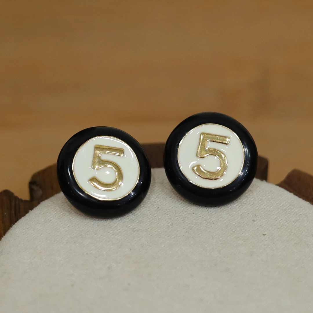 铜合金珐琅耳饰 小香风欧美耳环时尚百搭气质金色个性简约耳钉