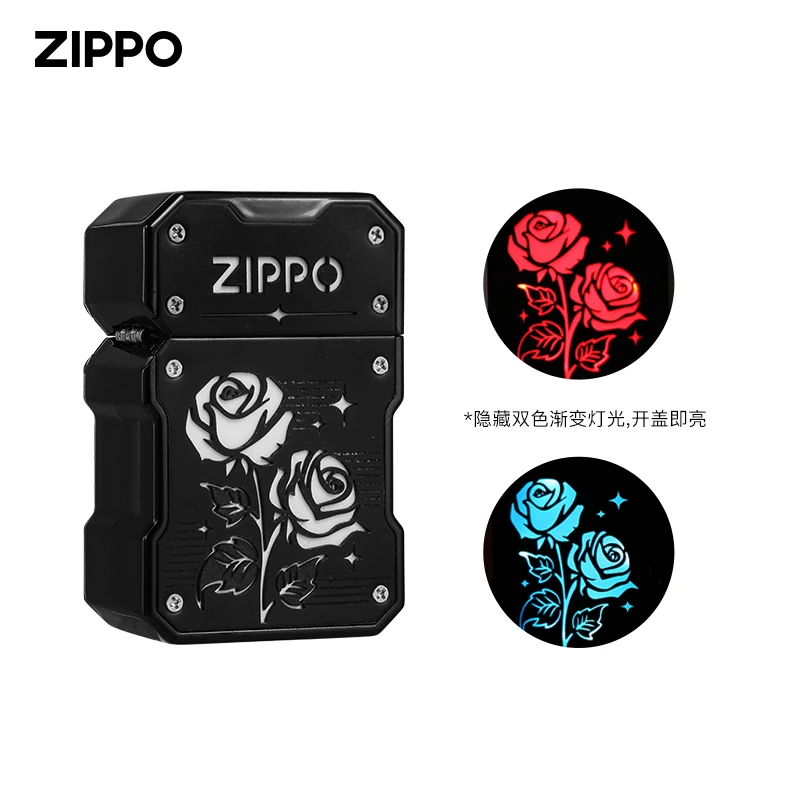 zippo打火机玫瑰知我心双色充电个性潮流送男友正品DY9914TP