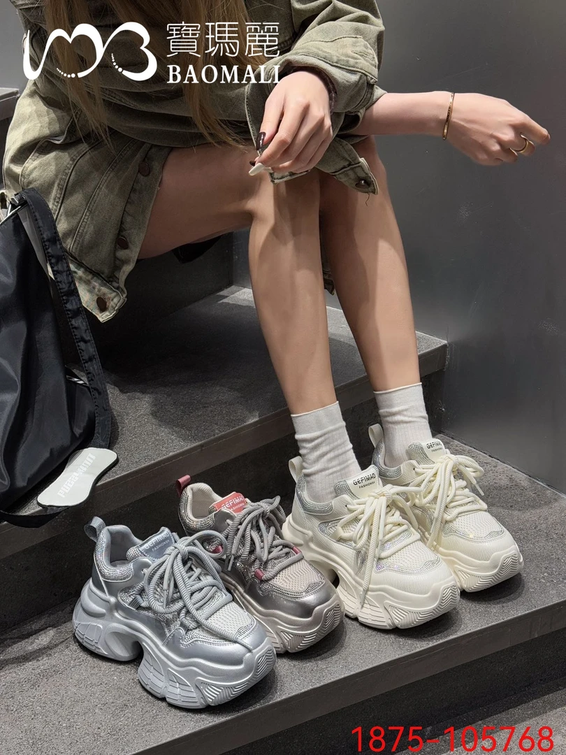 宝玛丽25年新超轻厚底老爹鞋水钻潮鞋百搭舒适105768