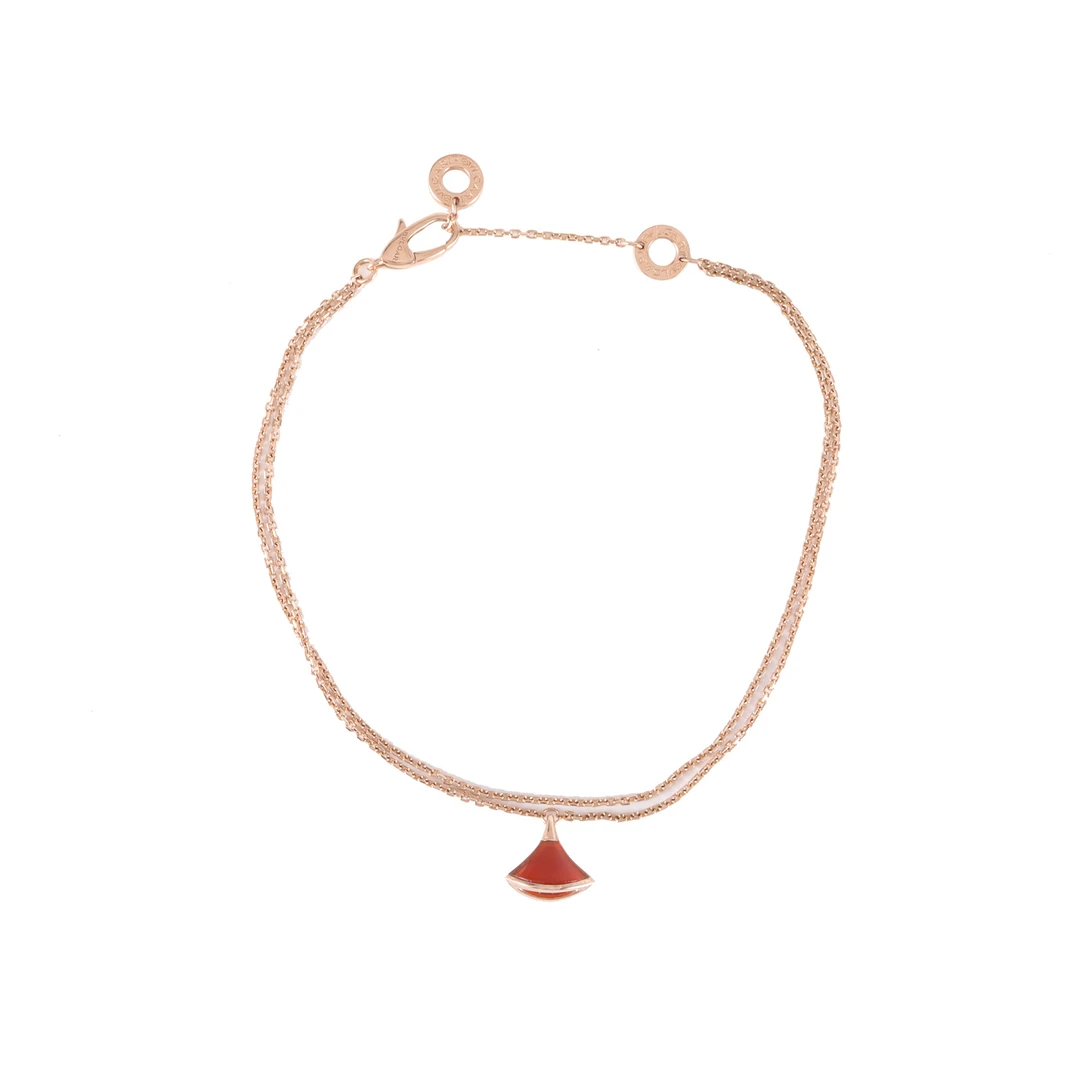 99新 BVLGARI/宝格丽 JF【小花念念】红玉髓 小扇子手链M-L码