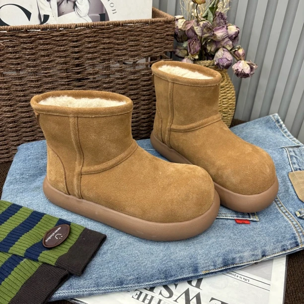 小雨家【韩版】冬季休闲洋气百搭保暖大棉时尚加绒加厚短筒雪地靴