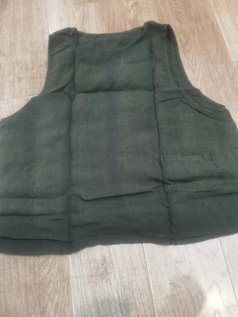 麻苏苏原创   文艺复古个性亚麻砂洗炒色手叉马甲