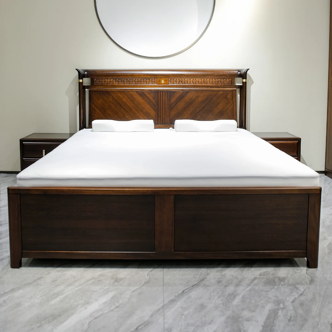 （大利家具）006-HFT9黑檀木大床新中式家用双人床主卧室成套高箱