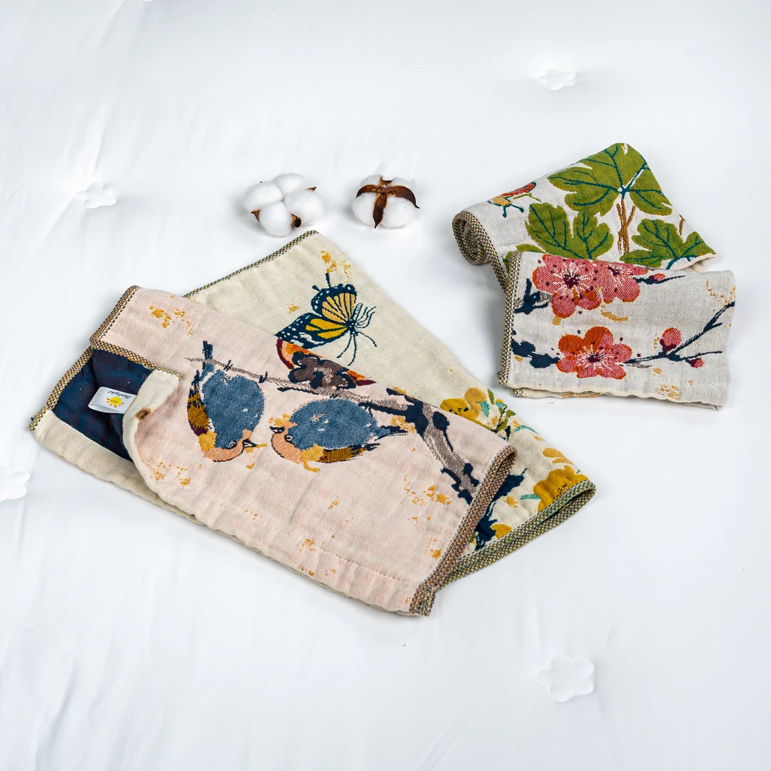 【京かわ会社】 7A抗菌美学柔软婴幼童巾小方巾 拍一发四花色随机