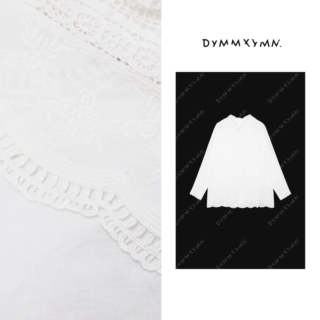 【DYMMXYMM】-刺绣极简风下摆波纹绣花连帽衬衫-5SSK9514