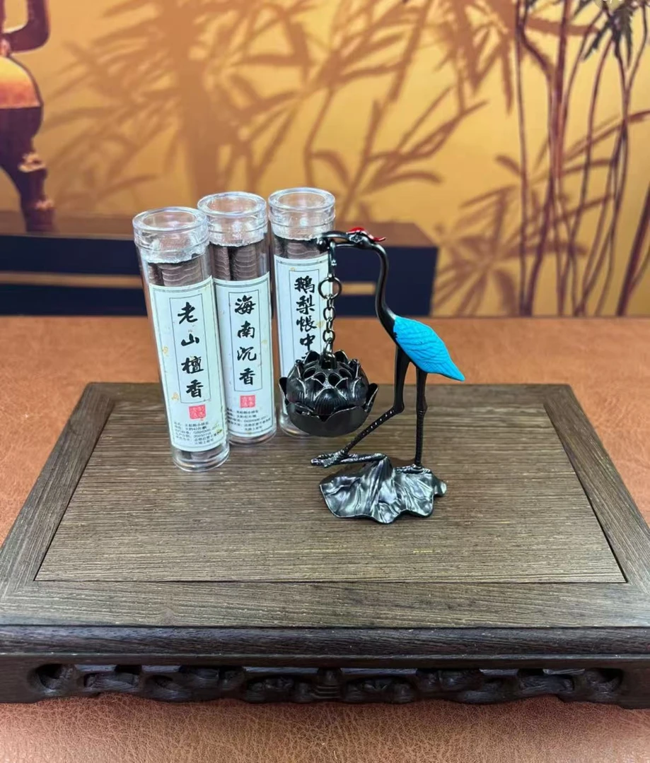 【闪购商品】仙鹤香炉摆件莲花吊炉带三管香