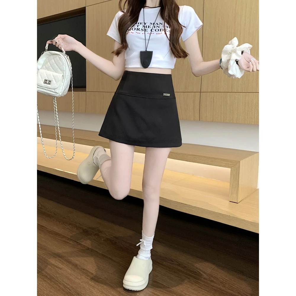 2025夏季新款高腰显瘦A字百搭半身裙裤女西装直筒短裤裙