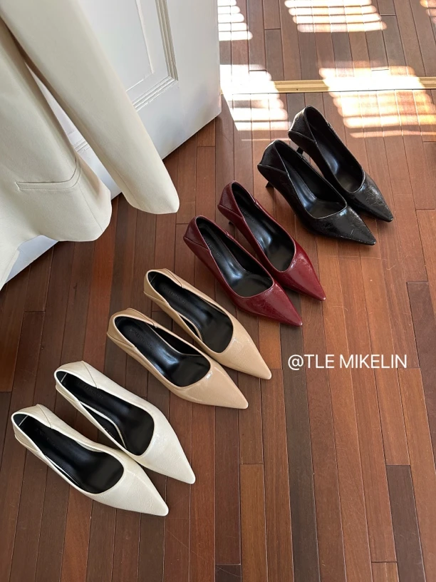 2025春季新款欧美风职业黑色浅口尖头高跟鞋中跟气质百搭细跟单鞋