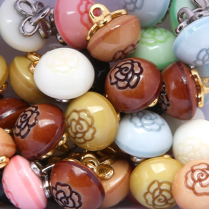 彩色珠子蘑菇扣旗袍衬衫手工装饰配件纽扣圆形钮扣国风新中式辅料