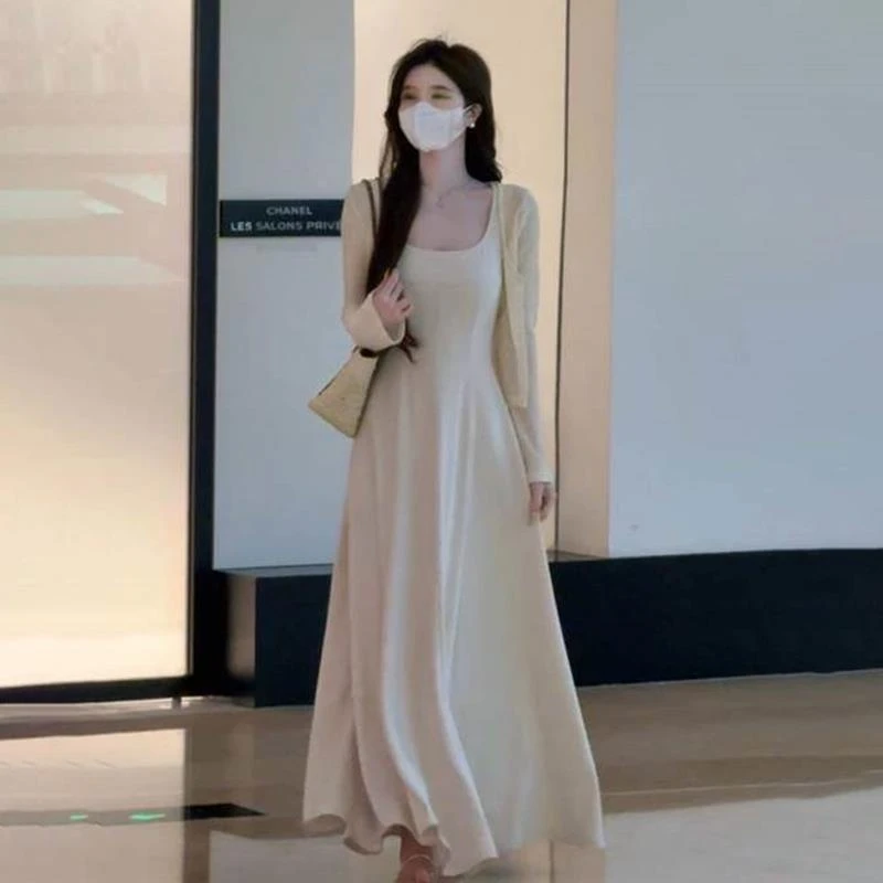 开春气质穿搭法式吊带连衣裙子女2025年春季新款夏季长裙套装