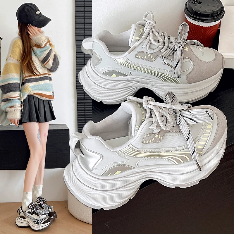 2025年女鞋运动鞋春秋季新款时尚厚底韩版老爹鞋网红百搭小白鞋子