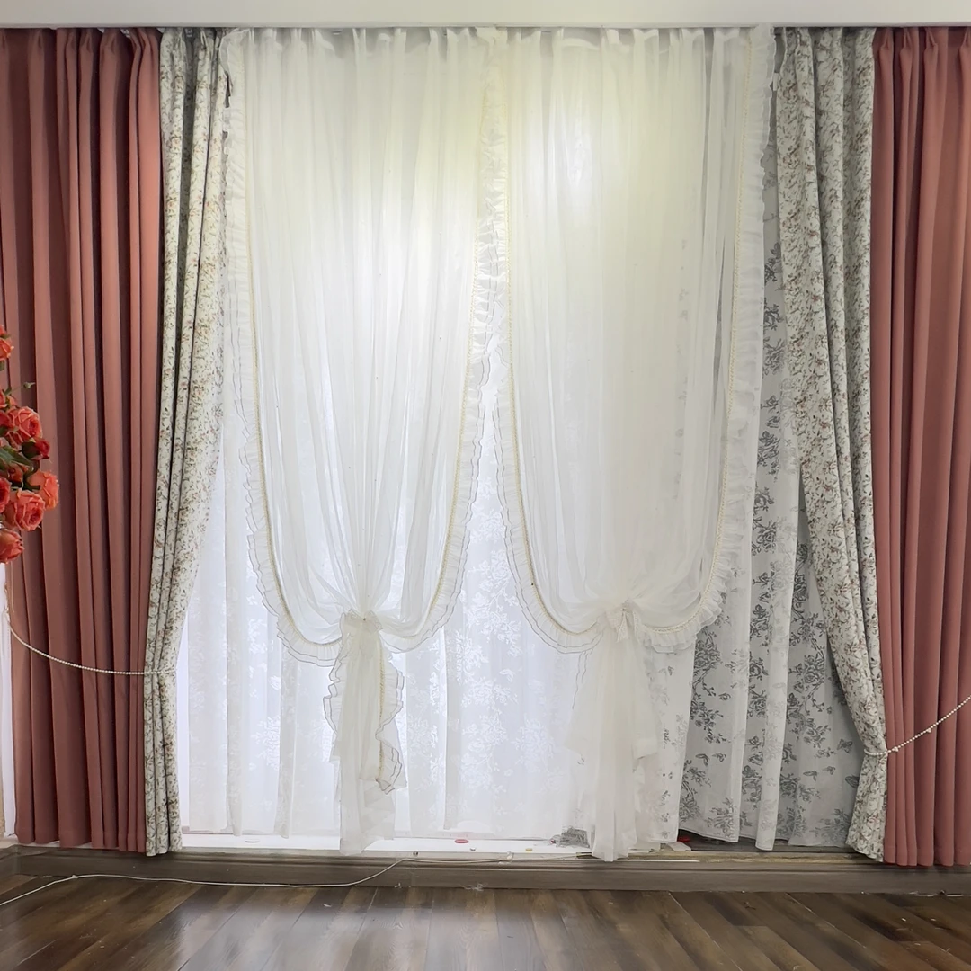 花漫时光系列布沙一体窗帘适用于客厅阳台卧室法式轻奢简约