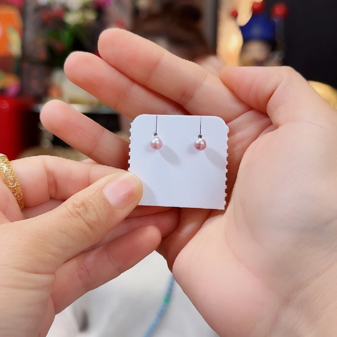 耳饰银S925镶嵌淡水珍珠