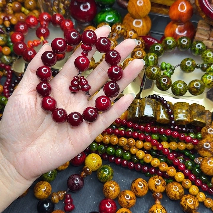 松木琥珀木文玩手串