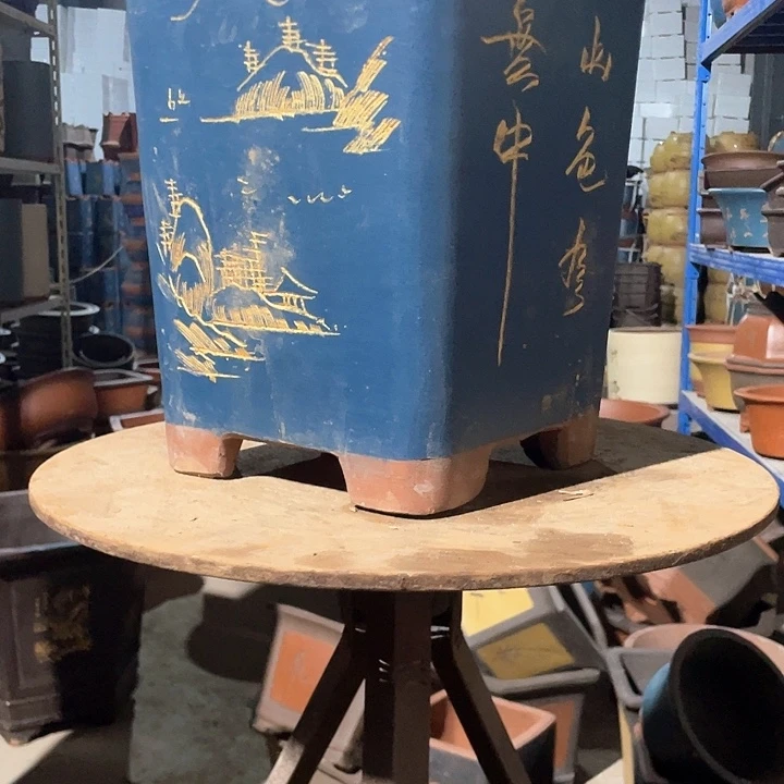 23蓝色四方花盆花盆