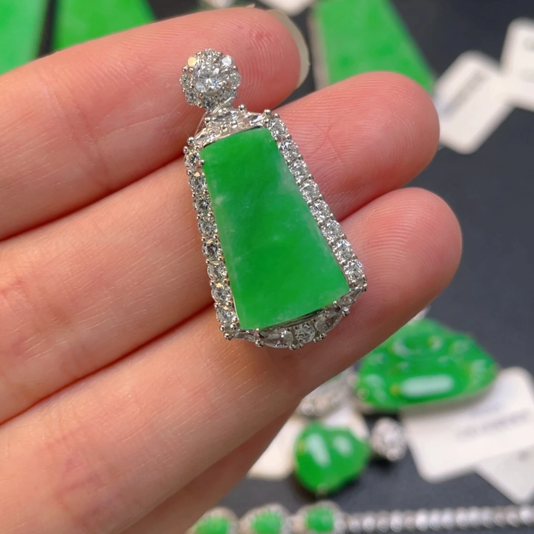 翡翠银S925镶嵌吊坠(不含链)