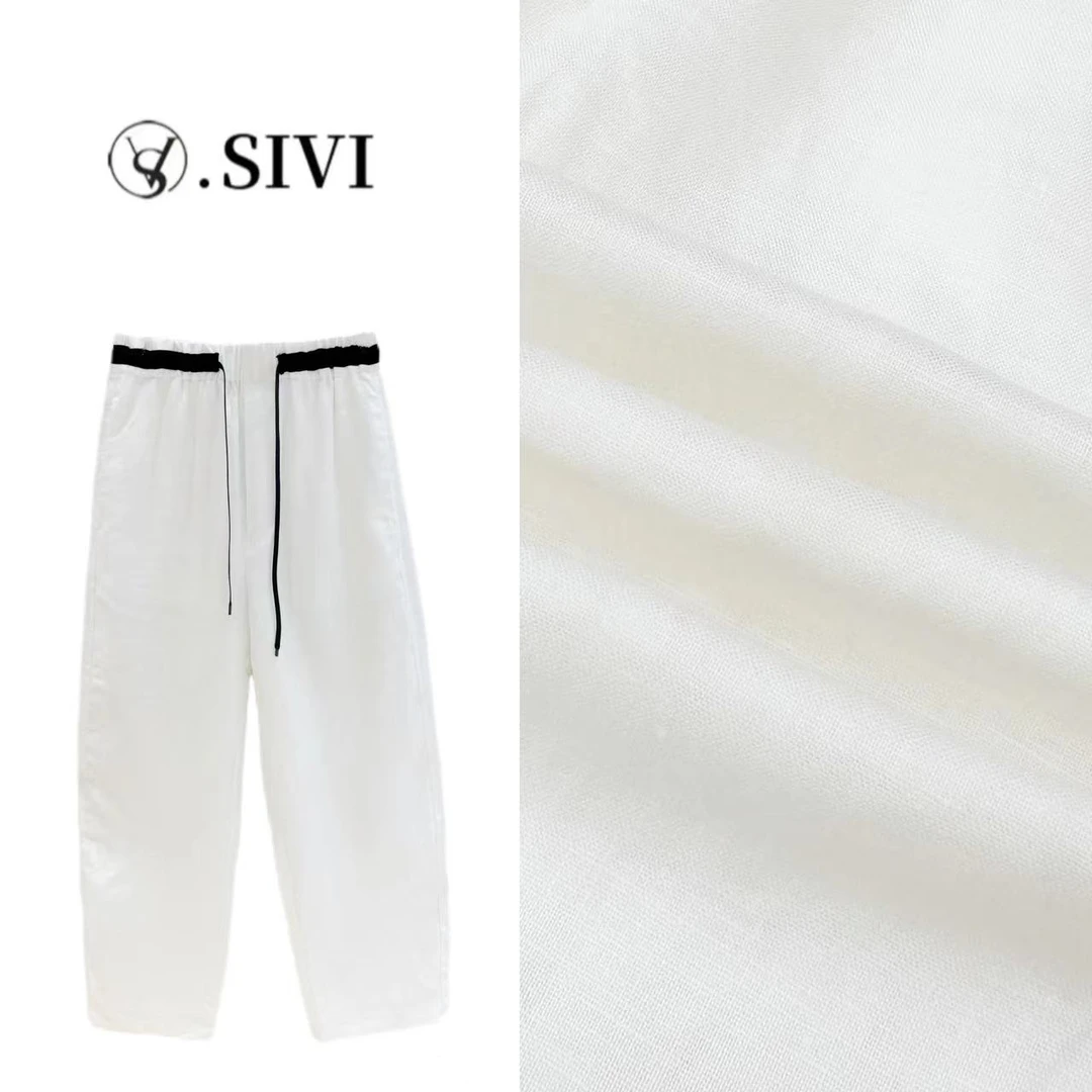 【熙薇品牌】休闲裤【遛弯裤】2024夏季新款设计师款麻料休闲裤F5098