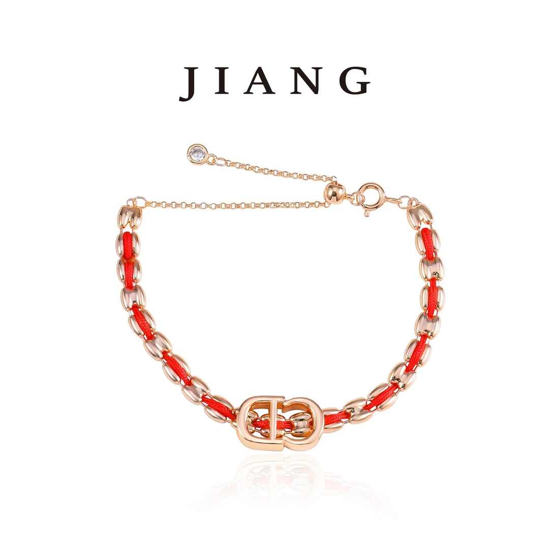 铜合金锆石手链 轻奢CD红绳编织手链国潮红绳手链  0661
