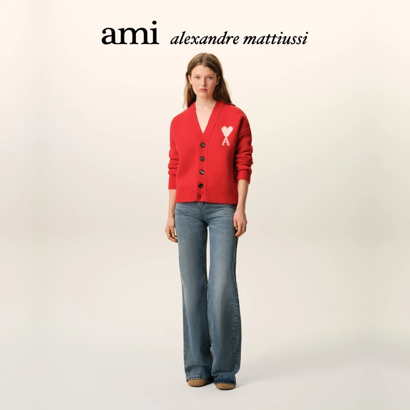 【节日限定】Ami Paris白色ADC云朵开衫针织毛衣